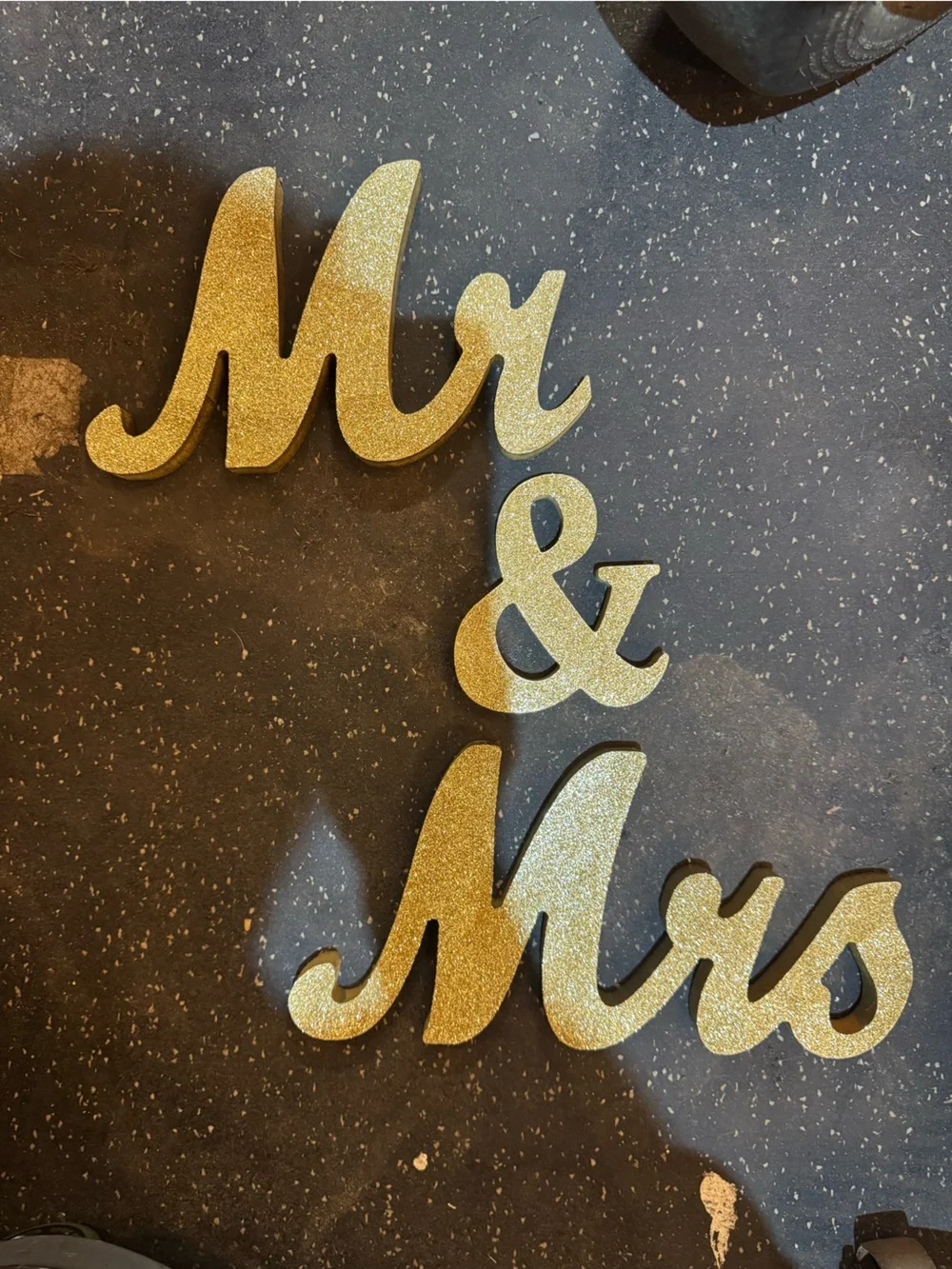 Gold Glitter 'Mr & Mrs' Wedding Party Sign - Brand